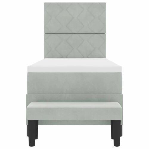 Box spring krevet Svjetlosiva 200 x 80 cm Baršun - Svjetlosiva 80 x 200 cm Dizajn s rombovima Cijena