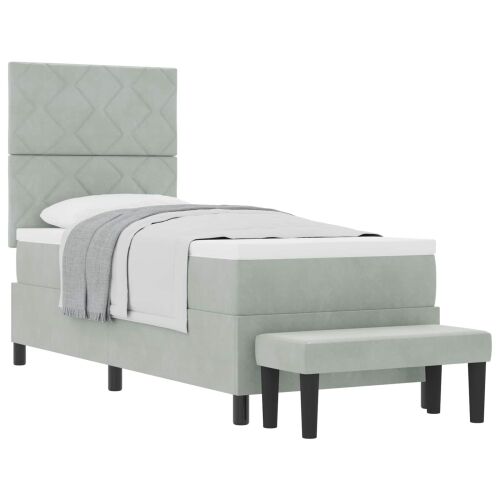 Box spring krevet Svjetlosiva 200 x 80 cm Baršun - Svjetlosiva 80 x 200 cm Dizajn s rombovima Cijena