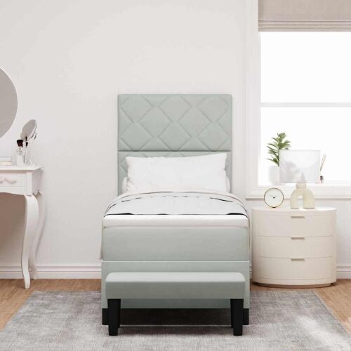 Box spring krevet Svjetlosiva 200 x 80 cm Baršun - Svjetlosiva 80 x 200 cm Dizajn s rombovima Cijena
