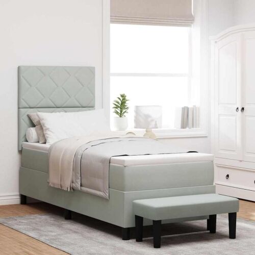 Box spring krevet Svjetlosiva 200 x 80 cm Baršun - Svjetlosiva 80 x 200 cm Dizajn s rombovima Cijena
