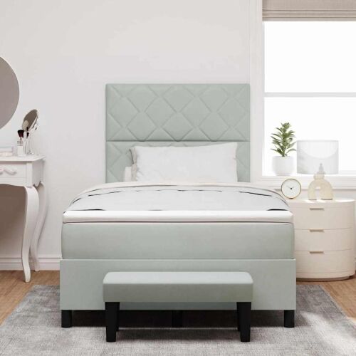 Box spring krevet Svjetlosiva 190 x 120 cm Baršun - Svjetlosiva 120 x 190 cm Dizajn s rombovima Cijena