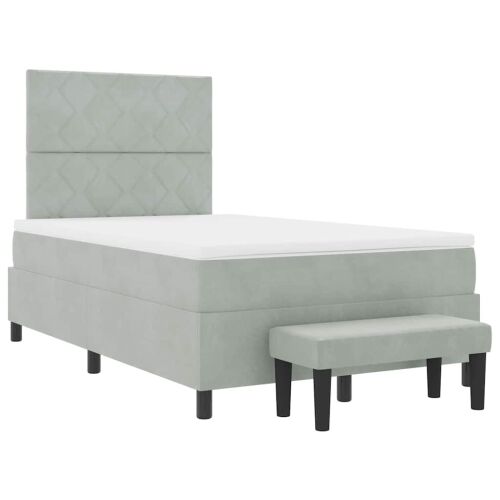 Box spring krevet Svjetlosiva 190 x 120 cm Baršun - Svjetlosiva 120 x 190 cm Dizajn s rombovima Cijena