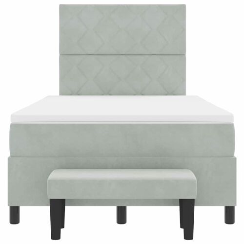 Box spring krevet Svjetlosiva 190 x 120 cm Baršun - Svjetlosiva 120 x 190 cm Dizajn s rombovima Cijena