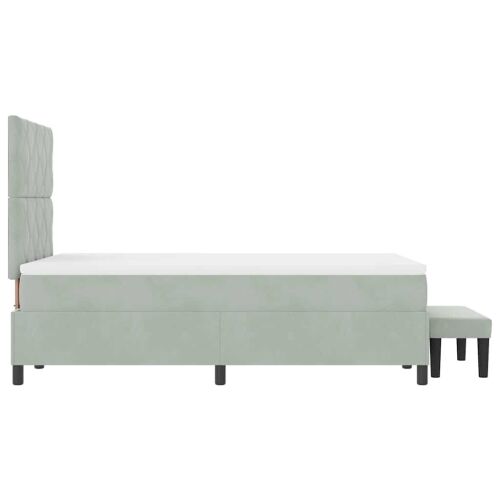 Box spring krevet Svjetlosiva 190 x 120 cm Baršun - Svjetlosiva 120 x 190 cm Dizajn s rombovima Cijena