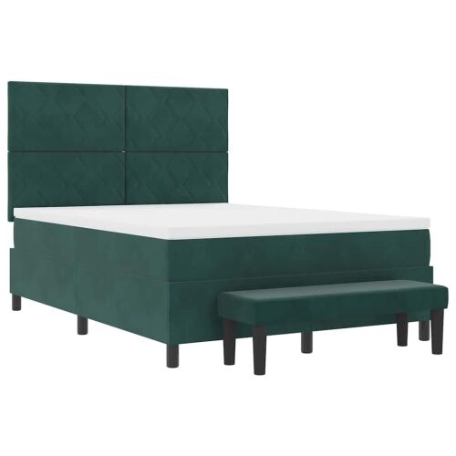 Box spring krevet Tamnozelena 190 x 140 cm Baršun - Tamnozelena 140 x 190 cm Dizajn s rombovima Cijena