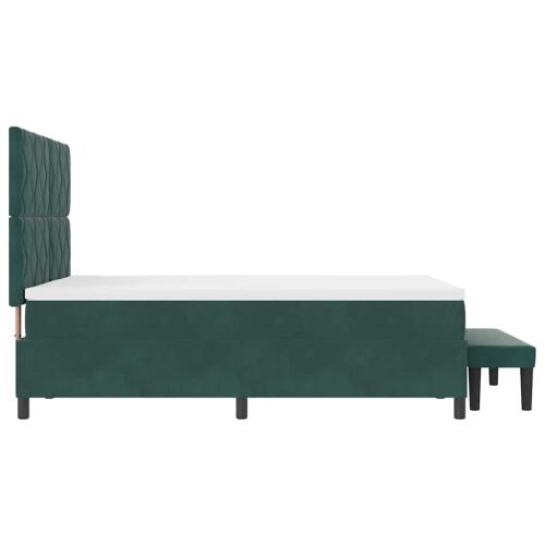 Box spring krevet Tamnozelena 190 x 140 cm Baršun - Tamnozelena 140 x 190 cm Dizajn s rombovima Cijena