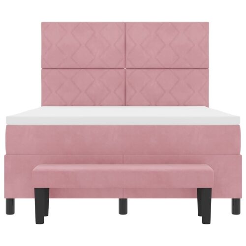 Box spring krevet Ružičasta 190 x 140 cm Baršun - Ružičasta 140 x 190 cm Dizajn s rombovima Cijena