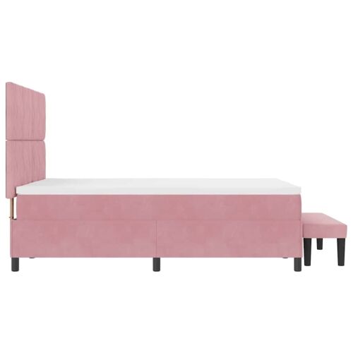 Box spring krevet Ružičasta 190 x 140 cm Baršun - Ružičasta 140 x 190 cm Dizajn s rombovima Cijena