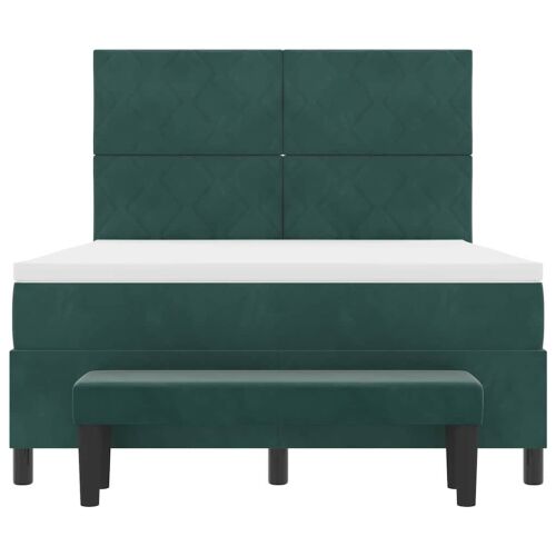 Box spring krevet Tamnozelena 200 x 140 cm Baršun - Tamnozelena 140 x 200 cm Dizajn s rombovima Cijena