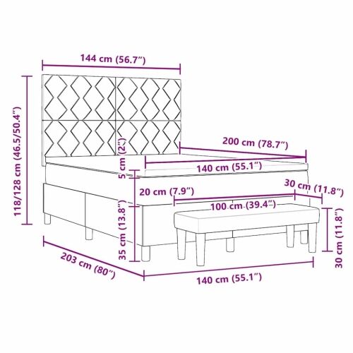 Box spring krevet Tamnozelena 200 x 140 cm Baršun - Tamnozelena 140 x 200 cm Dizajn s rombovima Cijena