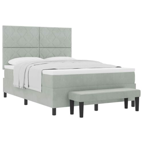 Box spring krevet Svjetlosiva 200 x 160 cm Baršun - Svjetlosiva 160 x 200 cm Dizajn s rombovima Cijena