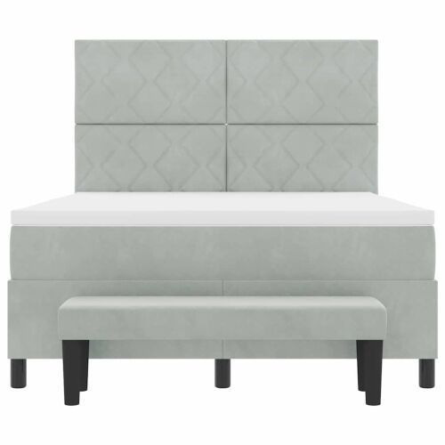 Box spring krevet Svjetlosiva 200 x 160 cm Baršun - Svjetlosiva 160 x 200 cm Dizajn s rombovima Cijena