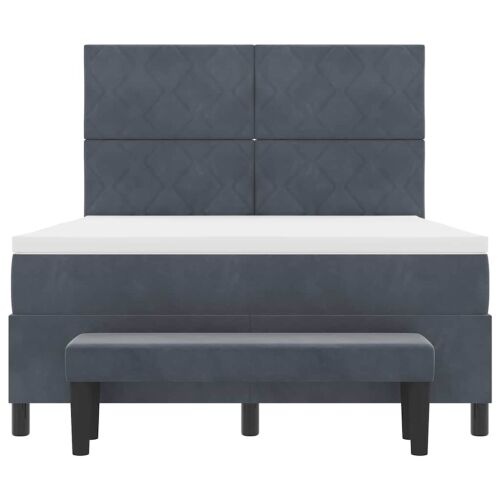 Box spring krevet Tamno siva 200 x 160 cm Baršun - Tamno siva 160 x 200 cm Dizajn s rombovima Cijena