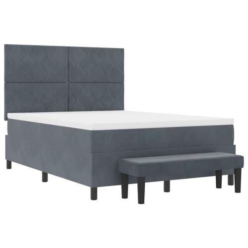 Box spring krevet Tamno siva 200 x 160 cm Baršun - Tamno siva 160 x 200 cm Dizajn s rombovima Cijena