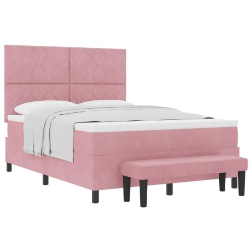 Box spring krevet Ružičasta 200 x 160 cm Baršun - Ružičasta 160 x 200 cm Dizajn s rombovima Cijena