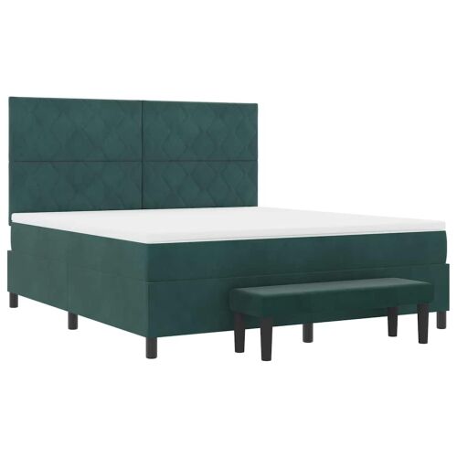 Box spring krevet Tamnozelena 200 x 180 cm Baršun - Tamnozelena 180 x 200 cm Dizajn s rombovima Cijena