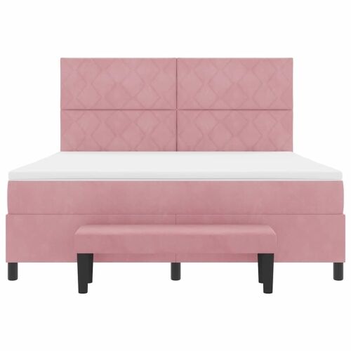 Box spring krevet Ružičasta 200 x 180 cm Baršun - Ružičasta 180 x 200 cm Dizajn s rombovima Cijena