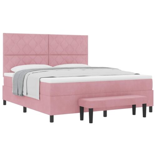 Box spring krevet Ružičasta 200 x 180 cm Baršun - Ružičasta 180 x 200 cm Dizajn s rombovima Cijena