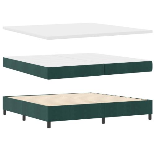 Box spring krevet Tamnozelena 200 x 200 cm Baršun - Tamnozelena 200 x 200 cm Dizajn s rombovima Cijena