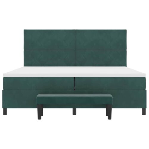 Box spring krevet Tamnozelena 200 x 200 cm Baršun - Tamnozelena 200 x 200 cm Dizajn s rombovima Cijena
