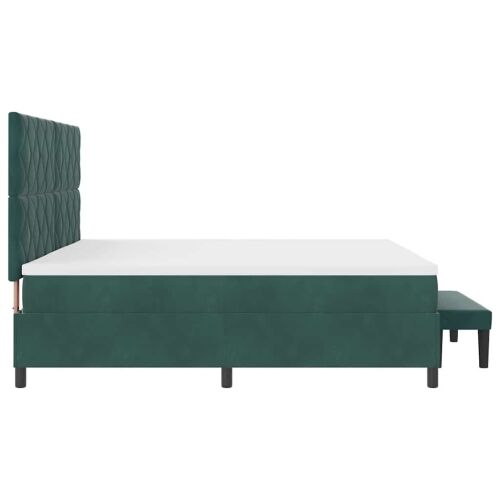 Box spring krevet Tamnozelena 200 x 200 cm Baršun - Tamnozelena 200 x 200 cm Dizajn s rombovima Cijena