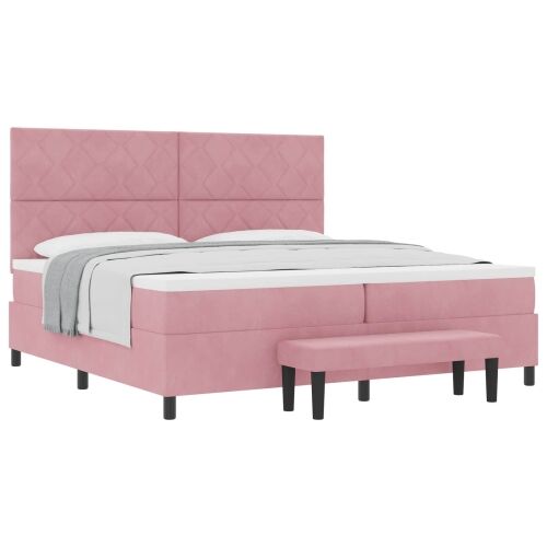 Box spring krevet Ružičasta 200 x 200 cm Baršun - Ružičasta 200 x 200 cm Dizajn s rombovima Cijena
