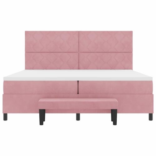 Box spring krevet Ružičasta 200 x 200 cm Baršun - Ružičasta 200 x 200 cm Dizajn s rombovima Cijena