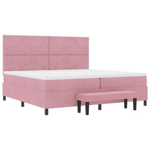 Box spring krevet Ružičasta 200 x 200 cm Baršun - Ružičasta 200 x 200 cm Dizajn s rombovima Cijena