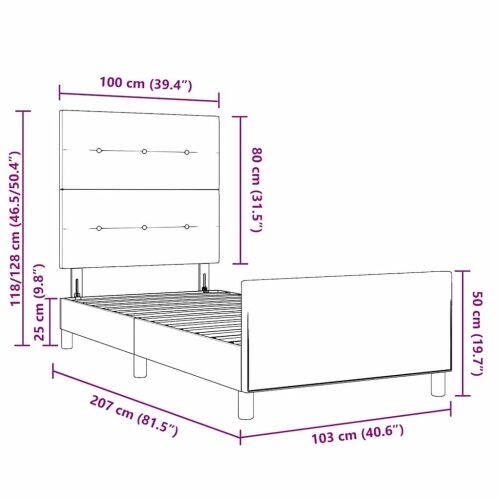 Okvir za krevet Tamno siva 100 x 200 cm tkanina - Tamno siva 100 x 200 cm Prošiveno gumbima Cijena