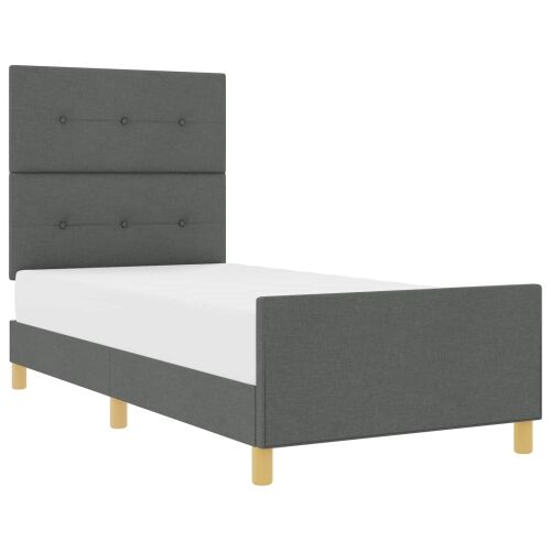 Okvir za krevet Tamno siva 100 x 200 cm tkanina - Tamno siva 100 x 200 cm Prošiveno gumbima Cijena