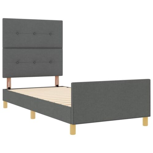 Okvir za krevet Tamno siva 100 x 200 cm tkanina - Tamno siva 100 x 200 cm Prošiveno gumbima Cijena