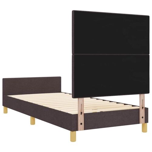 Okvir za krevet Tamno smeđa 100 x 200 cm tkanina - Tamno smeđa 100 x 200 cm Prošiveno gumbima Cijena