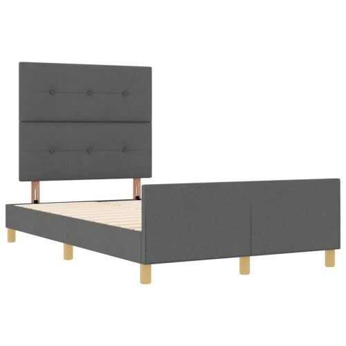 Okvir za krevet Tamno siva 120 x 200 cm tkanina - Tamno siva 120 x 200 cm Prošiveno gumbima Cijena