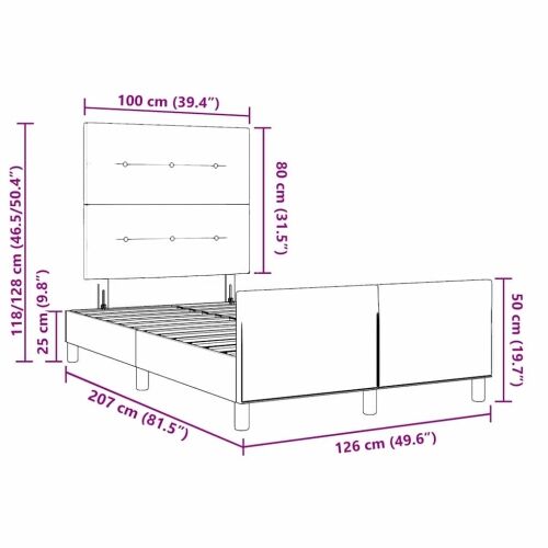 Okvir za krevet Tamno smeđa 120 x 200 cm tkanina - Tamno smeđa 120 x 200 cm Prošiveno gumbima Cijena