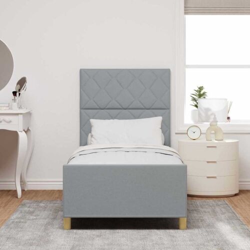 Okvir za krevet Svjetlosiva 90 x 190 cm tkanina - Svjetlosiva 90 x 190 cm Dizajn s rombovima Cijena