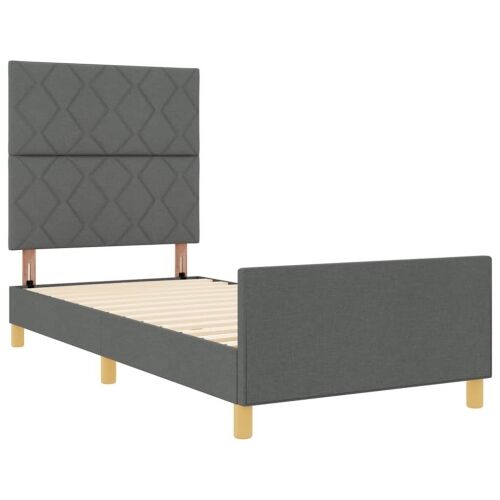 Okvir za krevet Tamno siva 90 x 190 cm tkanina - Tamno siva 90 x 190 cm Dizajn s rombovima Cijena