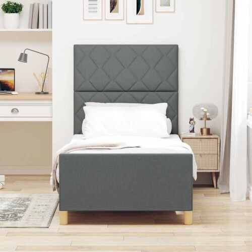 Okvir za krevet Tamno siva 90 x 190 cm tkanina - Tamno siva 90 x 190 cm Dizajn s rombovima Cijena