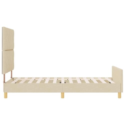 Okvir za krevet s uzglavljem Krema 90 x 190 cm tkanina - Krema 90 x 190 cm Dizajn s rombovima Cijena