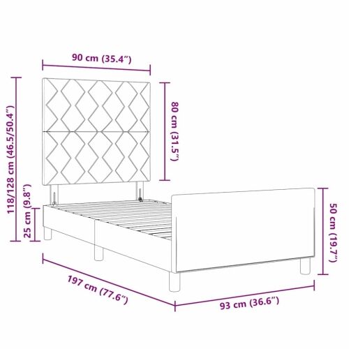 Okvir za krevet s uzglavljem Krema 90 x 190 cm tkanina - Krema 90 x 190 cm Dizajn s rombovima Cijena