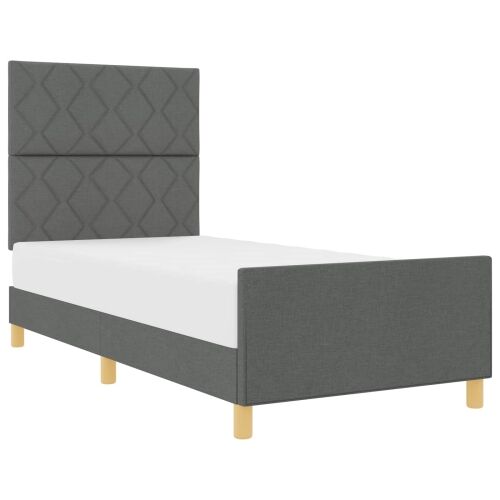Okvir za krevet Tamno siva 90 x 200 cm tkanina - Tamno siva 90 x 200 cm Dizajn s rombovima Cijena