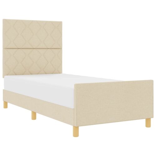 Okvir za krevet s uzglavljem Krema 90 x 200 cm tkanina - Krema 90 x 200 cm Dizajn s rombovima Cijena