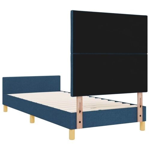 Okvir za krevet s uzglavljem Plava 90 x 200 cm tkanina - Plava 90 x 200 cm Dizajn s rombovima Cijena
