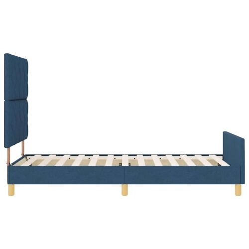 Okvir za krevet s uzglavljem Plava 90 x 200 cm tkanina - Plava 90 x 200 cm Dizajn s rombovima Cijena