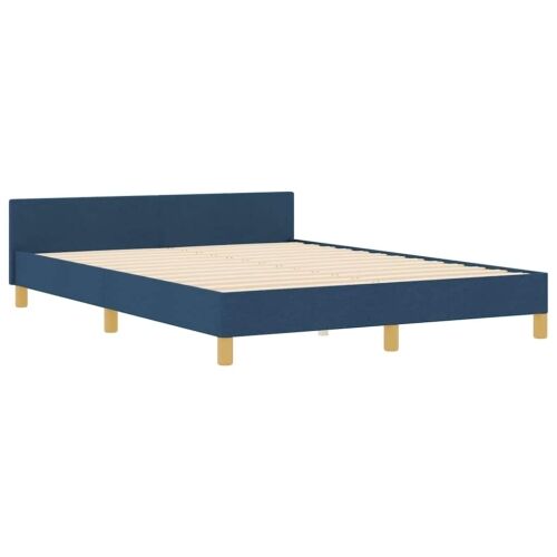 Okvir za krevet s uzglavljem Plava 160 x 200 cm tkanina - Plava 160 x 200 cm Dizajn s rombovima Cijena
