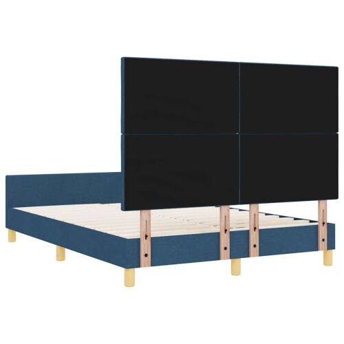 Okvir za krevet s uzglavljem Plava 160 x 200 cm tkanina - Plava 160 x 200 cm Dizajn s rombovima Cijena