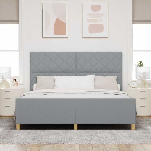 Okvir za krevet Svjetlosiva 180 x 200 cm tkanina - Svjetlosiva 180 x 200 cm Dizajn s rombovima Cijena