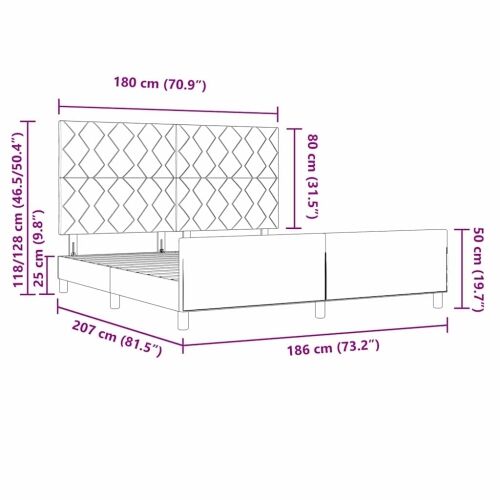 Okvir za krevet Svjetlosiva 180 x 200 cm tkanina - Svjetlosiva 180 x 200 cm Dizajn s rombovima Cijena