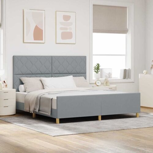 Okvir za krevet Svjetlosiva 180 x 200 cm tkanina - Svjetlosiva 180 x 200 cm Dizajn s rombovima Cijena