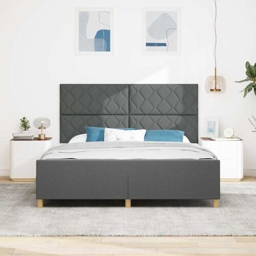 Okvir za krevet Tamno siva 180 x 200 cm tkanina - Tamno siva 180 x 200 cm Dizajn s rombovima Cijena