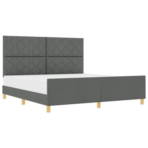 Okvir za krevet Tamno siva 180 x 200 cm tkanina - Tamno siva 180 x 200 cm Dizajn s rombovima Cijena